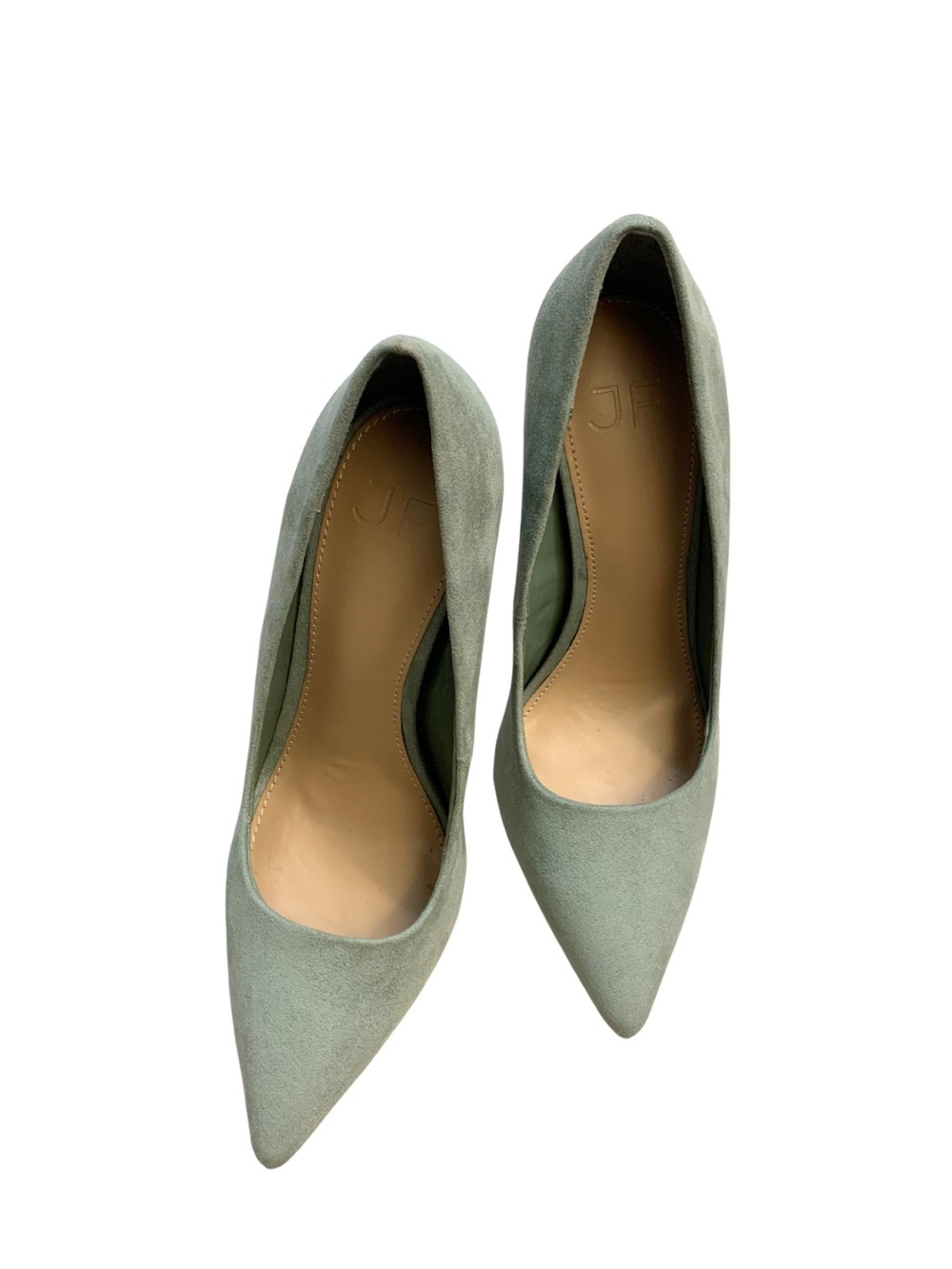 JF Gisselle Classic Suede Pointed Toe Pumps Sage Green Feminine Minimal Coquette